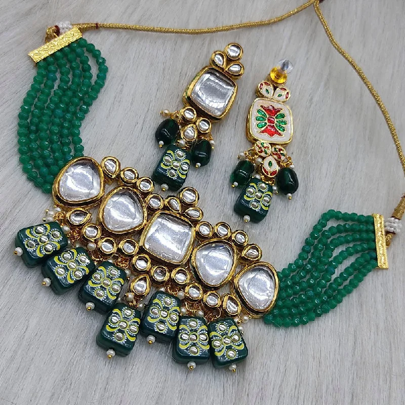 Bead-twisted necklaces-Lucentarts Jewellery Kundan Choker Necklace Set