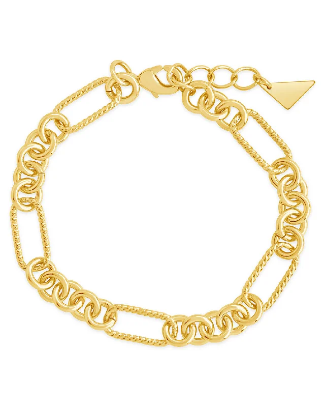 Bead trim bangles-Fianna Mixed Chain Link Bracelet