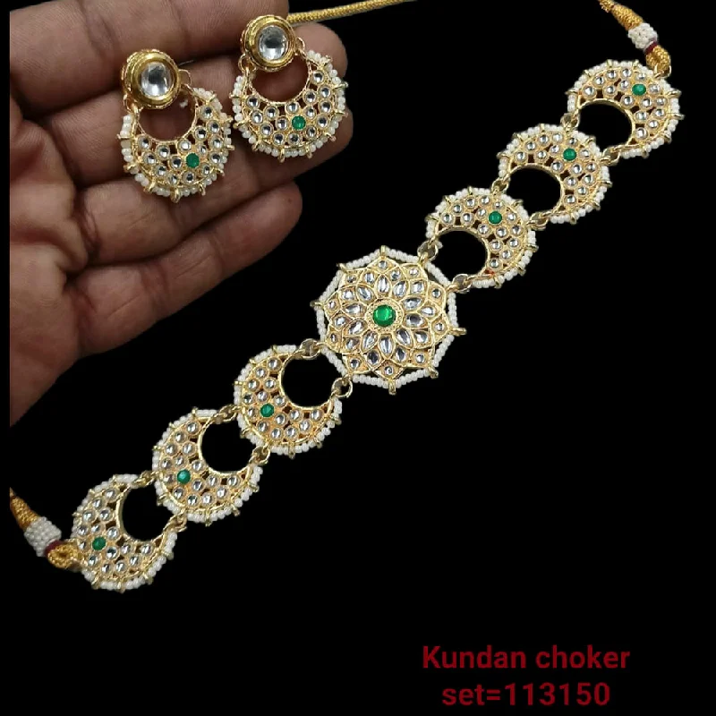 Old photo necklaces-Padmawati Bangles Gold Plated Kundan Stone Choker Necklace Set