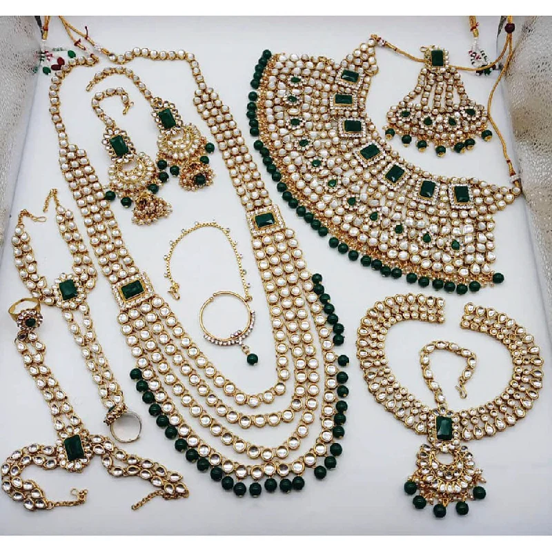 Ethnic weave necklaces-Manisha Jewellery Gold Plated Kundan Stone Bridal Set