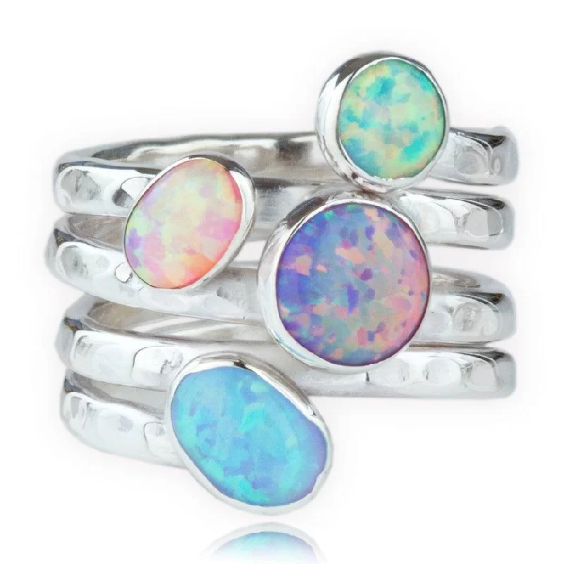 Light filigree rings-Lavan Colourful Opal Ring - Sterling Silver