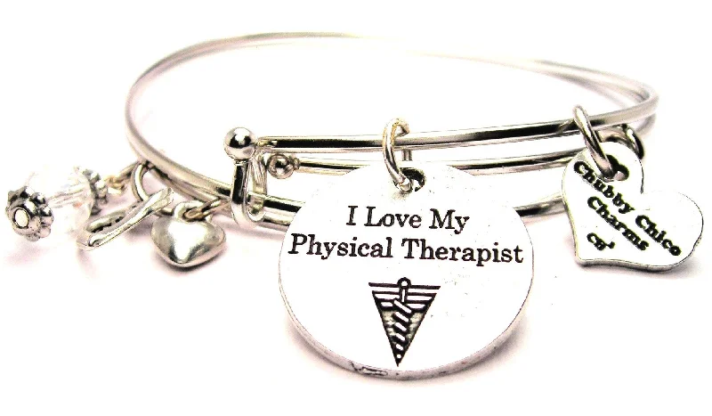 Cool wood bangles-I Love My Physical Therapist Expandable Bangle Bracelet Set