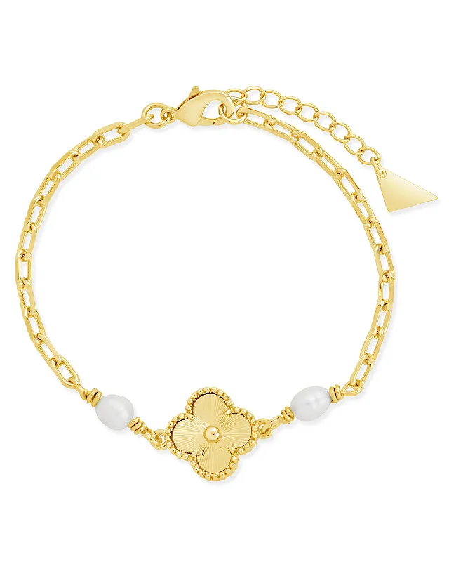 Tiered link bangles-Tilda Pearl & Clover Charm Bracelet