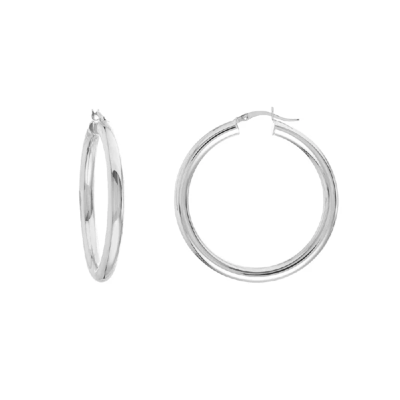 Sapphire gem earrings-14k White Gold Polished Hoop Earrings