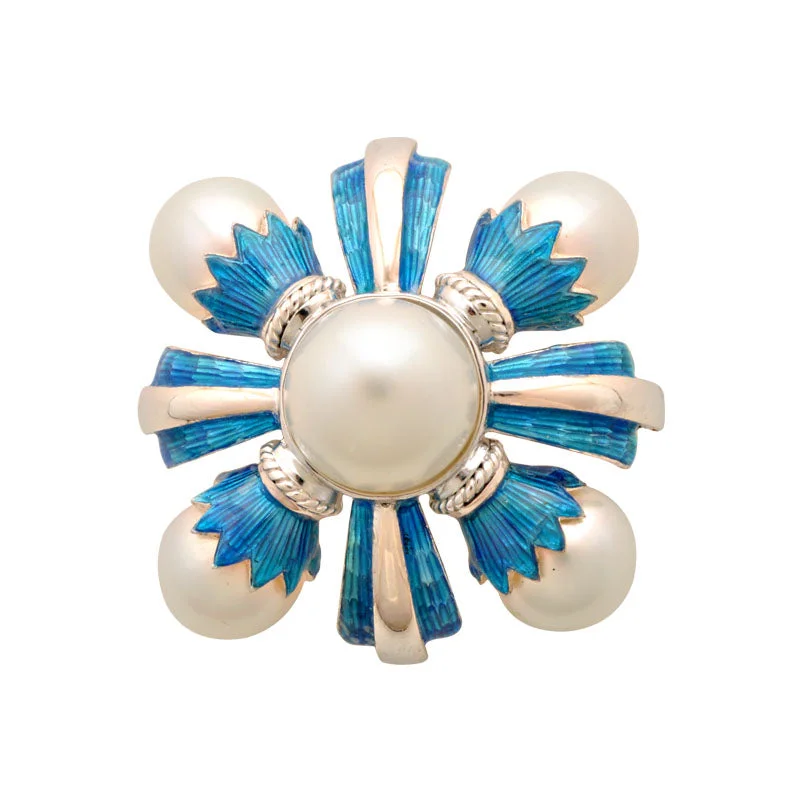 Sculptural floral brooch-Brooch-South Sea Pearl (Enamel)