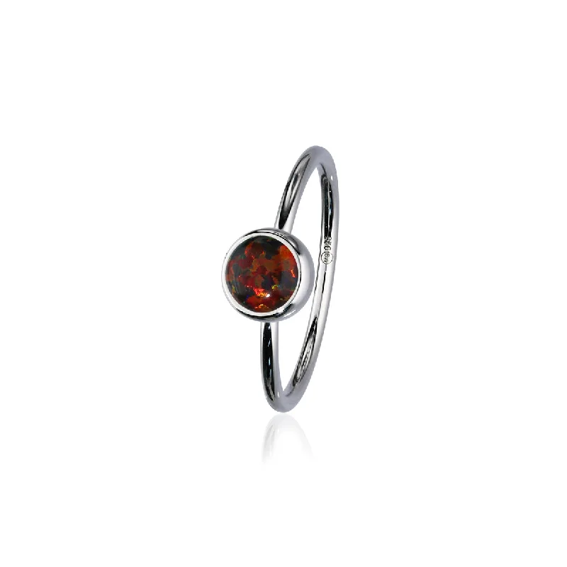 Tiny dot rings-Indie Silver Stone Ring Red Opal Flake FSR 4