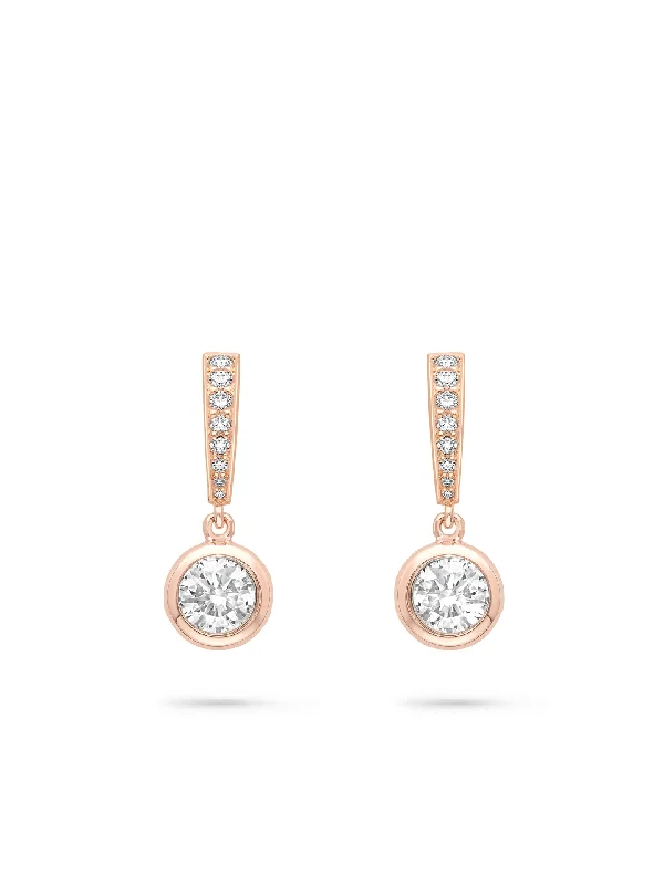 Silk thread earrings-Classic Rose Gold Diamond Drop Earrings