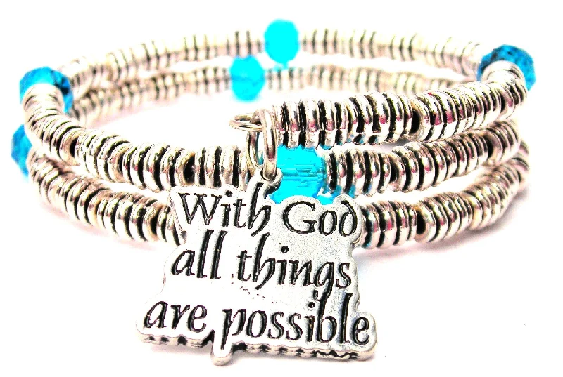 Tiny stack bangles-With God All Things Are Possible Curly Coil Wrap Style Bangle Bracelet