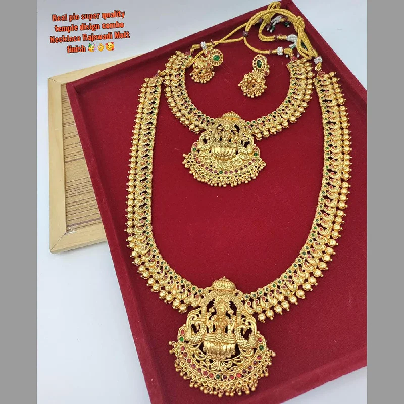 Eight-strand necklaces-Manisha Jewellery Gold Plated Pota Stone Necklace Set