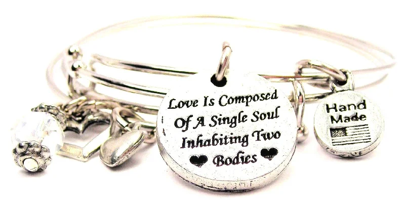 High link bangles-Love Is Composed Of A Single Soul Inhabiting Two Bodies Expandable Bangle Bracelet Set