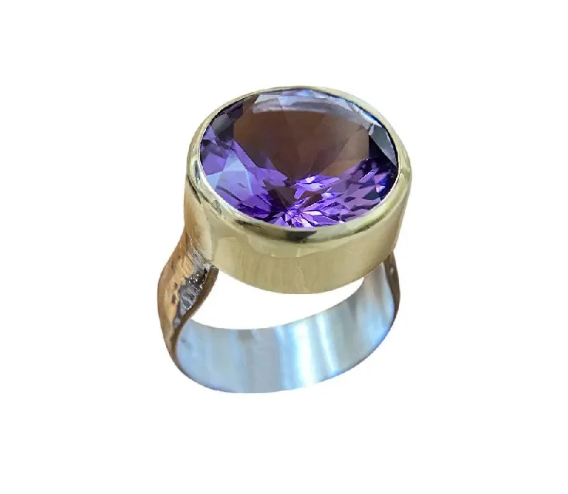 Bead row rings-Yaron Morhaim 9ct Gold Silver Purple Amethyst Ring