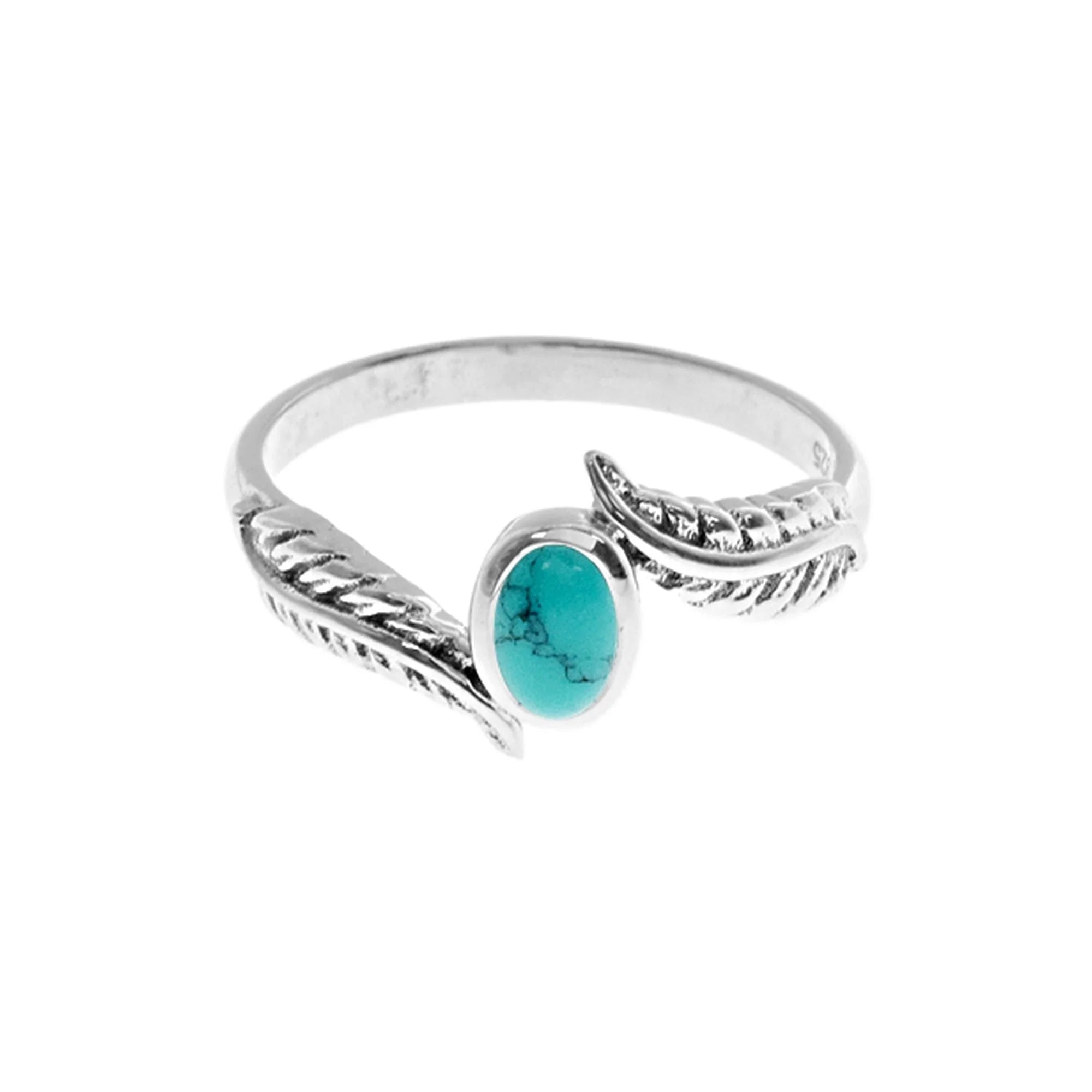 Fox design rings-Sterling Silver Turquoise Feather Ring