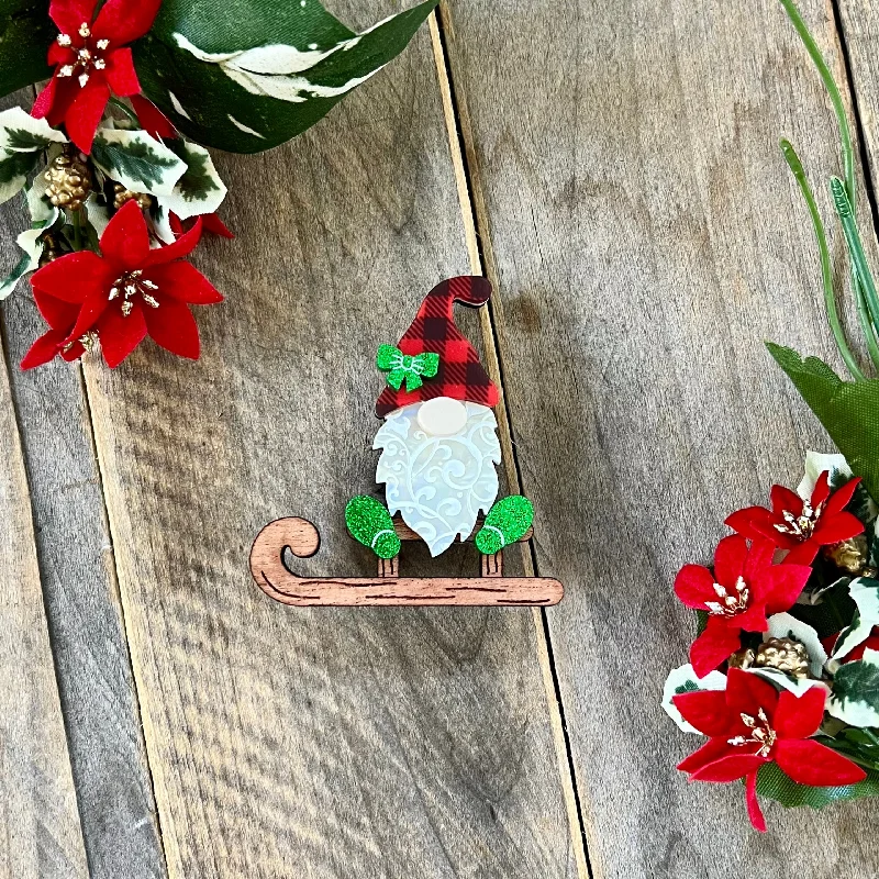 Wide bar brooch-Gnome Brooch