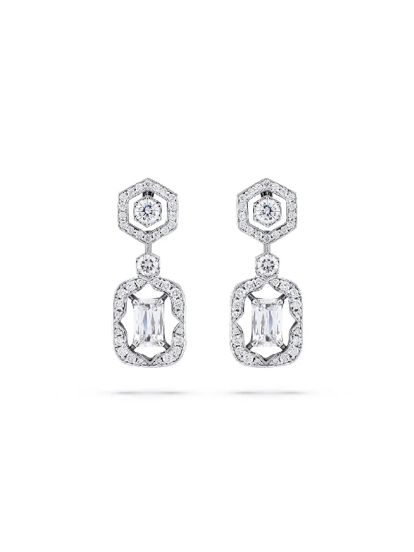 Satin gloss earrings-Mosaic Ashoka Platinum Diamond Drop Earrings