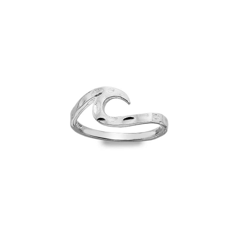 Flex open rings-Sea Gems Sterling Silver Curved Wave Ring