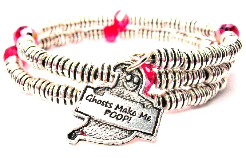 Fox motif bangles-Ghost Make Me Poop! Curly Coil Wrap Style Bangle Bracelet