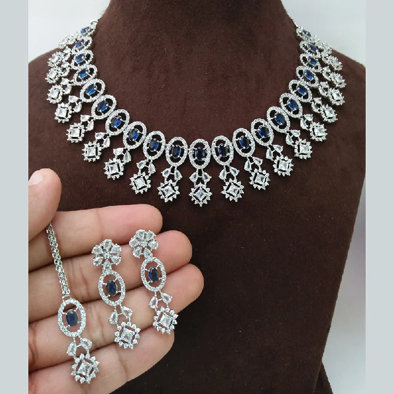 Worn charm necklaces-Manisha Jewellery Silver Plated AD Necklace Set