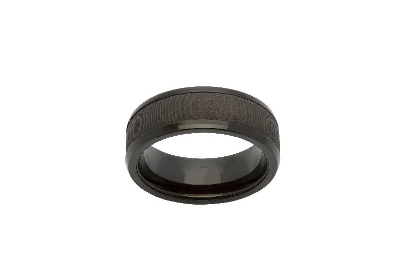 Pure charm rings-Unique & Co Carbon Fibre and Black IP Steel Ring