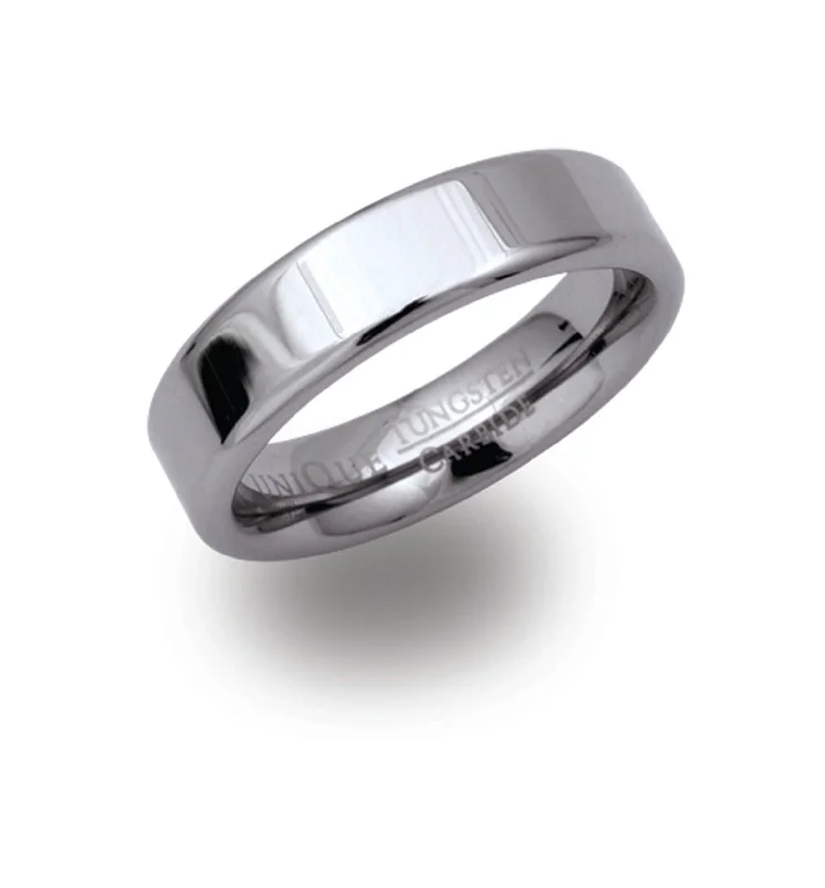 Curved art rings-Unique & Co 7mm Tungsten Flat Shaped Ring