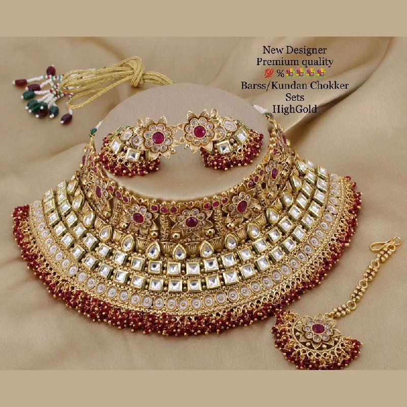 Bold bar necklaces-Manisha Jewellery Gold Plated Kundan Stone Choker Necklace Set