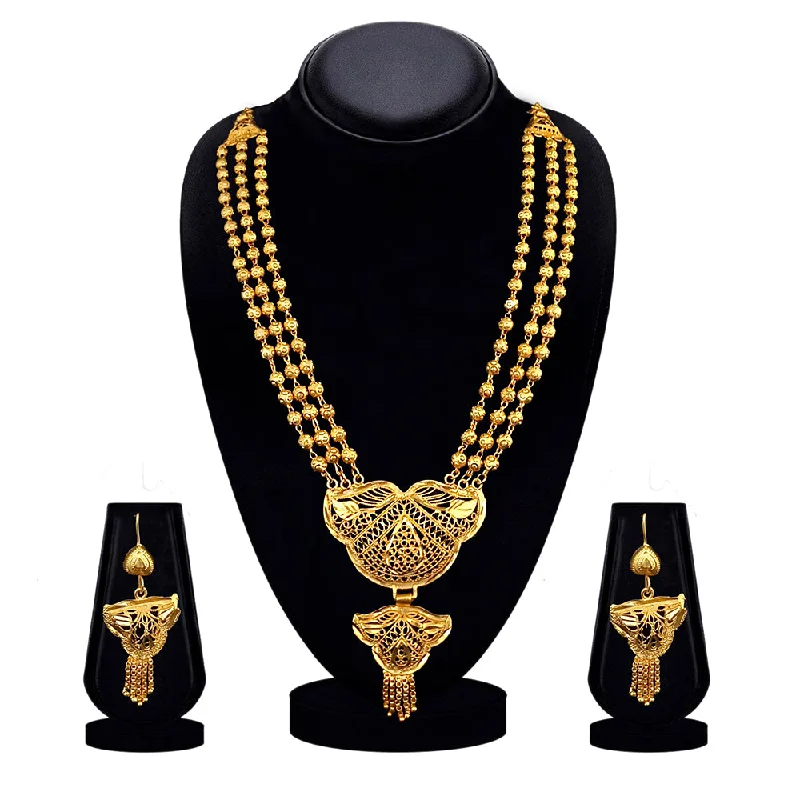 Coiled cord necklaces-Kalyani Forming Gold plated Necklace set