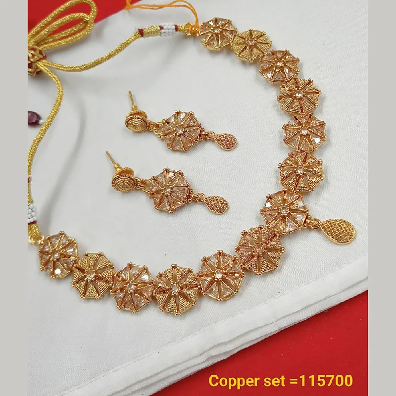 Light filigree necklaces-Padmawati Bangles AD Stone Copper Choker Necklace Set