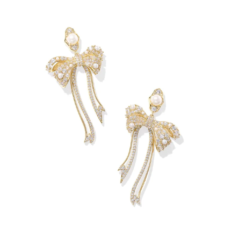 Silk thread earrings-Kendra Scott Krista Bow Statement Earrings