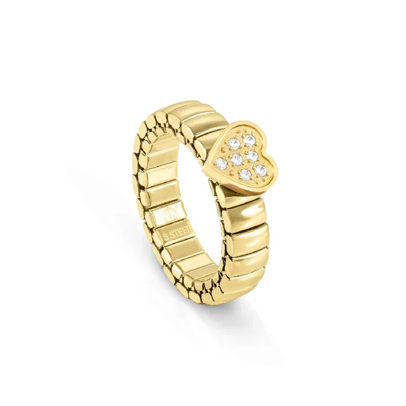 Mystic eye rings-Nomination Gold Ring with a Heart and Cubic Zirconia