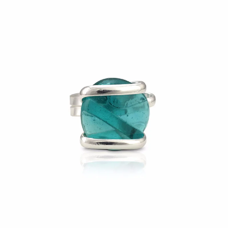 Tiny star rings-Parallel Glass Ring - Aqua Crystal