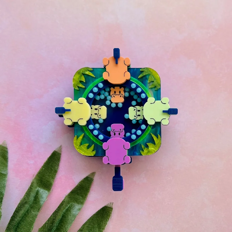 Quirky design brooch-Hippo Game Brooch (Interactive!)