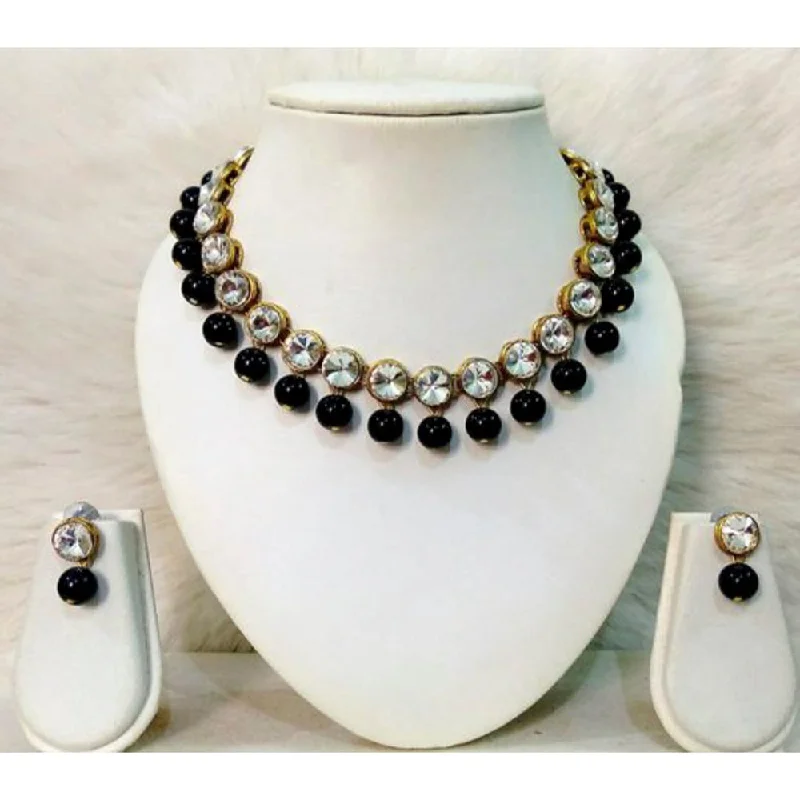 Topaz stone necklaces-Kumavat Jewels Crystal Stone & Beads Choker Necklace Set