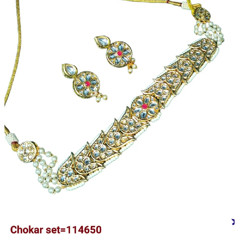 Sleek design necklaces-Padmawati Bangles Kundan Stone Gold Plated Necklace Set