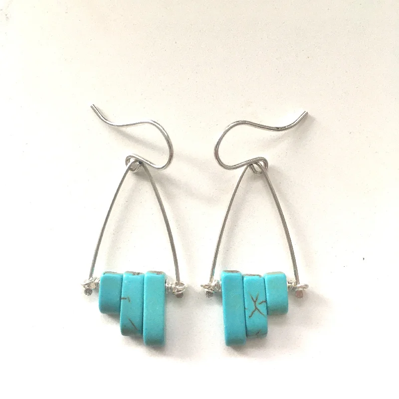 Quartz stone earrings-Turquoise Howlite Dangle Earrings