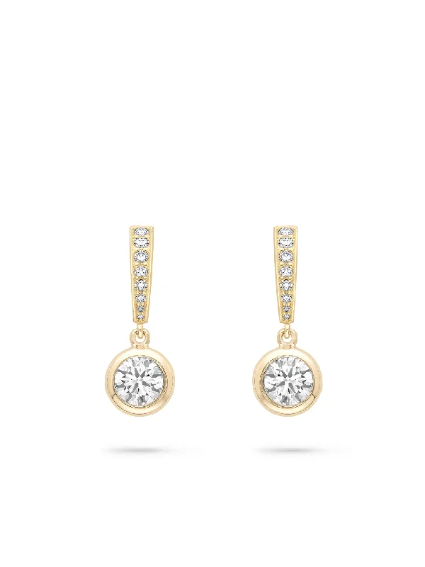 Retro flair earrings-Classic Yellow Gold Diamond Drop Earrings