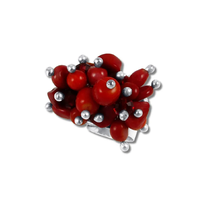 Vibrant enamel rings-Cluster Ring - Red