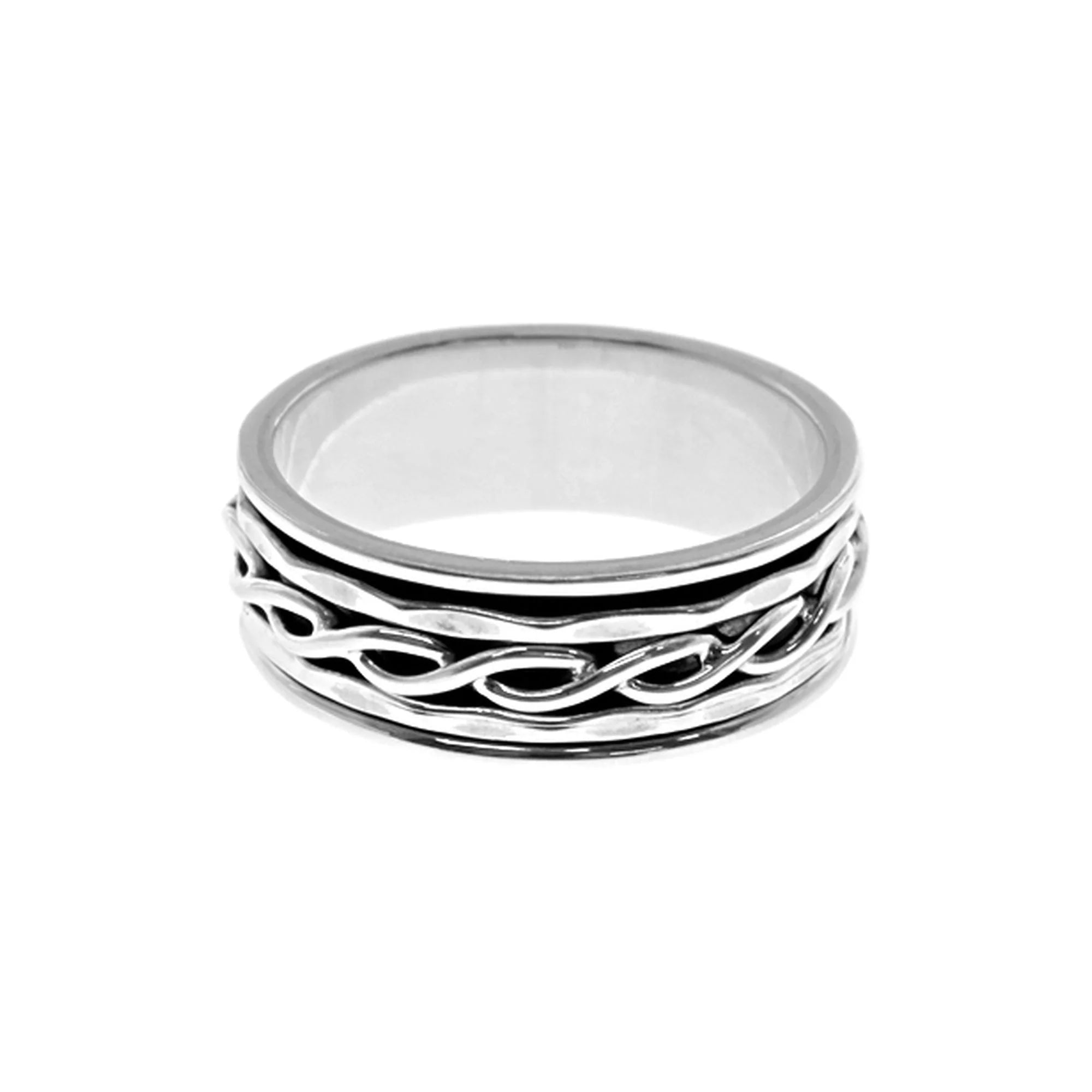 Carved name rings-Sterling Silver Celtic Design Spinner Ring