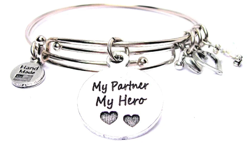 Clear gem bangles-My Partner My Hero Expandable Bangle Bracelet Set