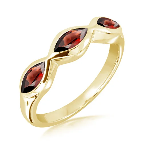 Fine thread rings-Unique & Co Gold Vermeil Garnet Ring