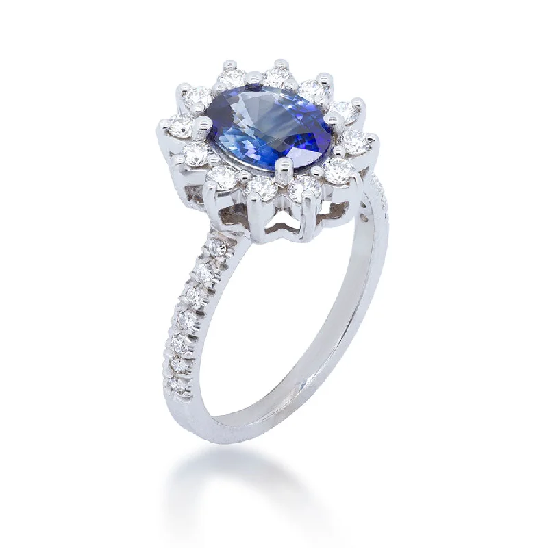 Elegant design rings-Oval Sapphire Halo Ring