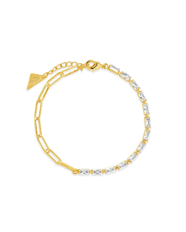 Sleek design bangles-Hunter CZ Tennis & Paperlicp Chain Bracelet