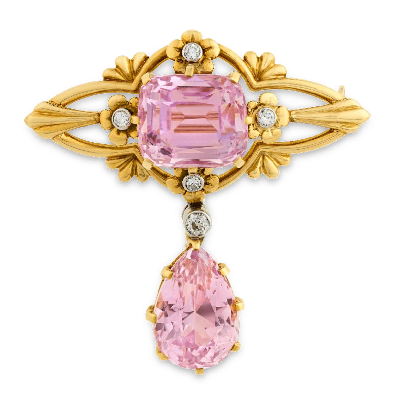 Fine pearl brooch-Louis Comfort Tiffany Kunzite Brooch, 17.25 Carats