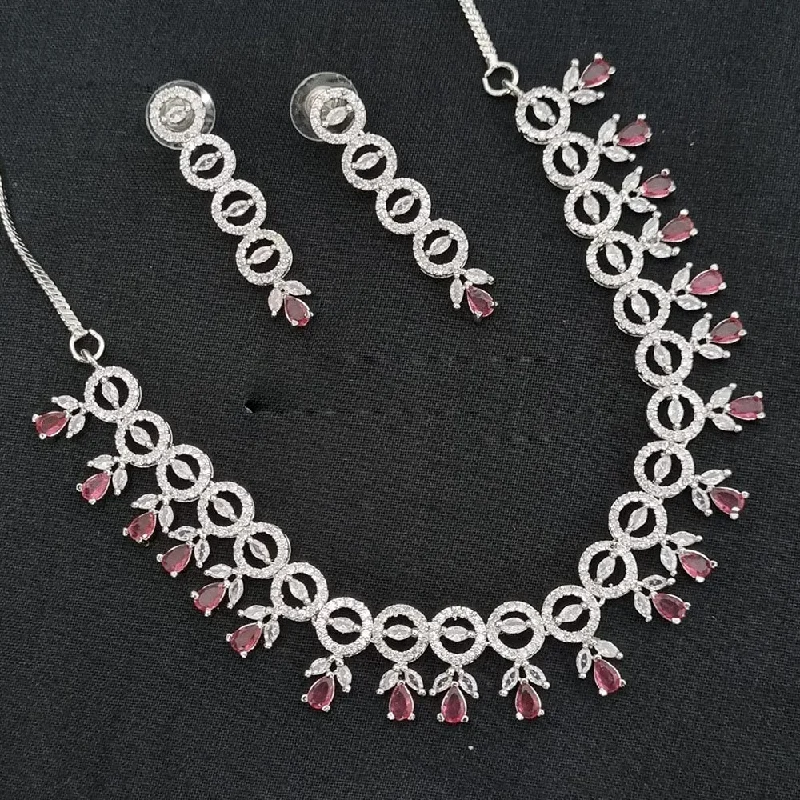 Heavy collar necklaces-Manisha Jewellery Silver Plated AD Necklace Set