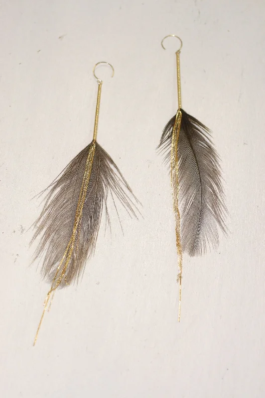 Tiny star earrings-Rhea Grey Statement Feather Shoulder Sweepers