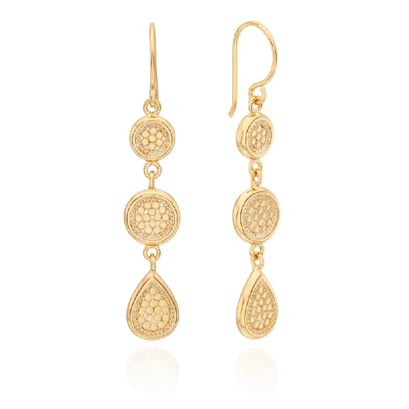 Alloy metal earrings-Anna Beck Classic Triple Drop Earrings