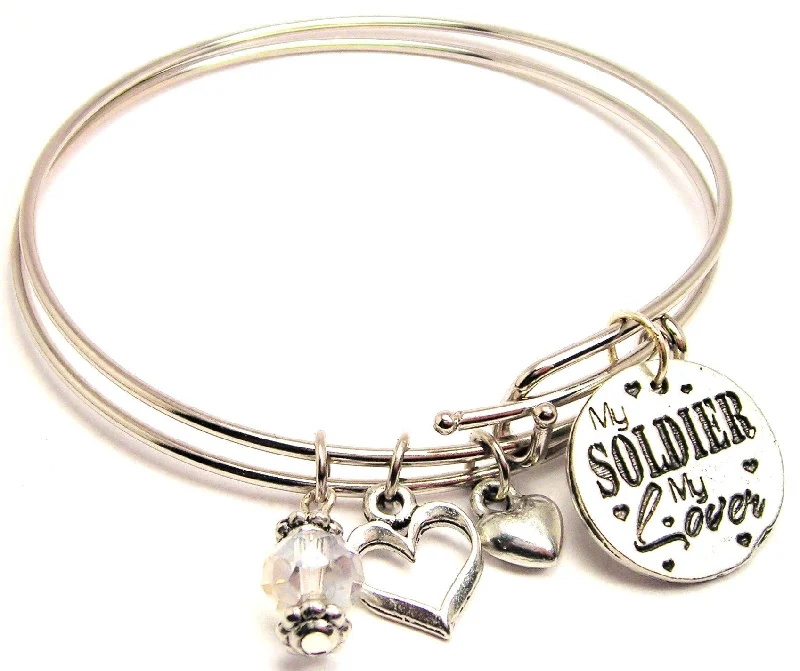 Flat knot bangles-My Soldier My Lover Expandable Bangle Bracelet Set