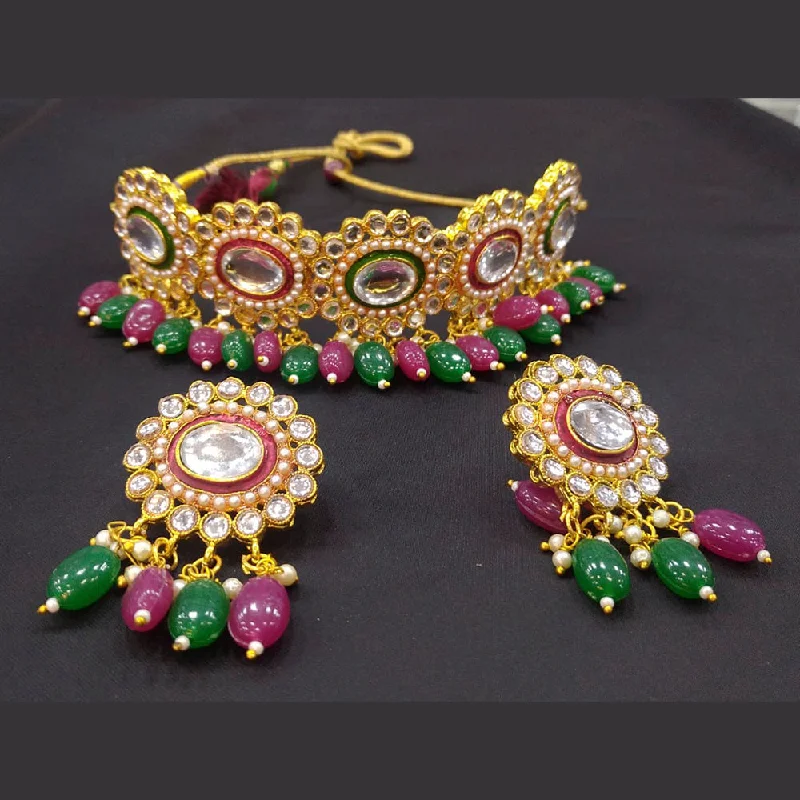 Vibrant enamel necklaces-Manisha Jewellery Gold Plated Kundan Stone Necklace Set