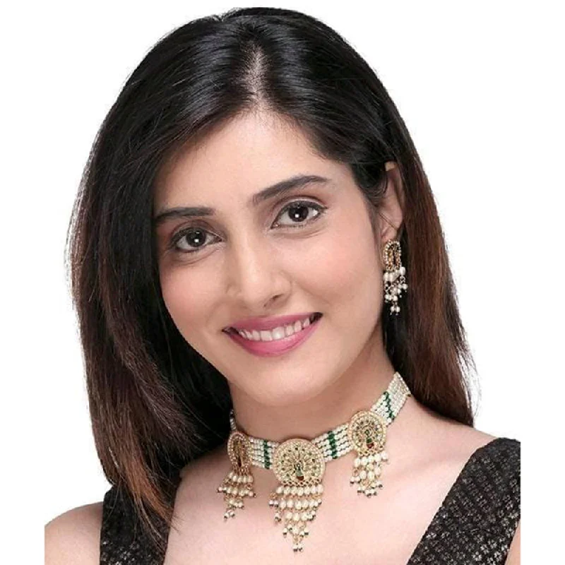 Glossy pearl necklaces-H K Fashion Pearl Choker Necklace Set