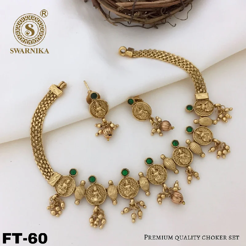 Round stone necklaces-Manisha Jewellery Gold Plated Pota Stone Necklace Set