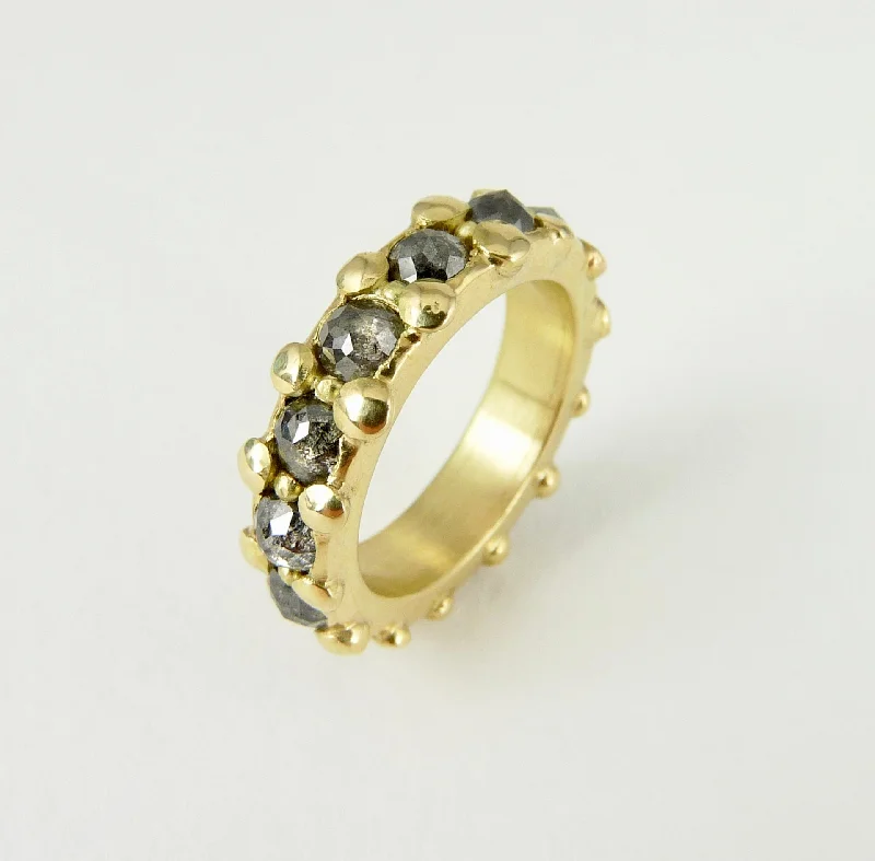 Vivid druzy rings-Salt and Pepper Diamond Eternity Ring