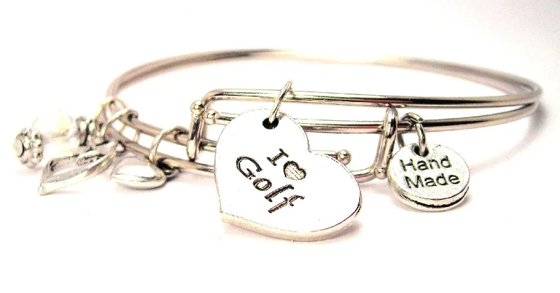 Tide pattern bangles-I Love Golf Heart Expandable Bangle Bracelet Set